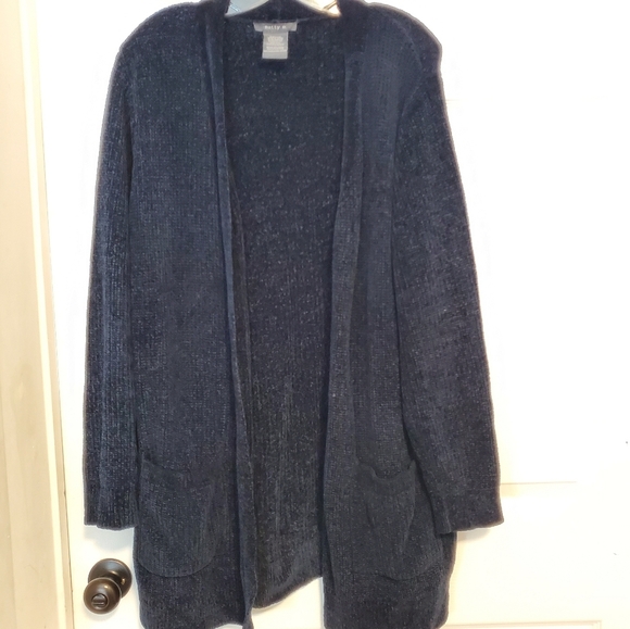 Matty M | Rib Stitch Chenille Cardigan with Front Pockets | XXL | Navy | NWOT - Picture 4 of 6